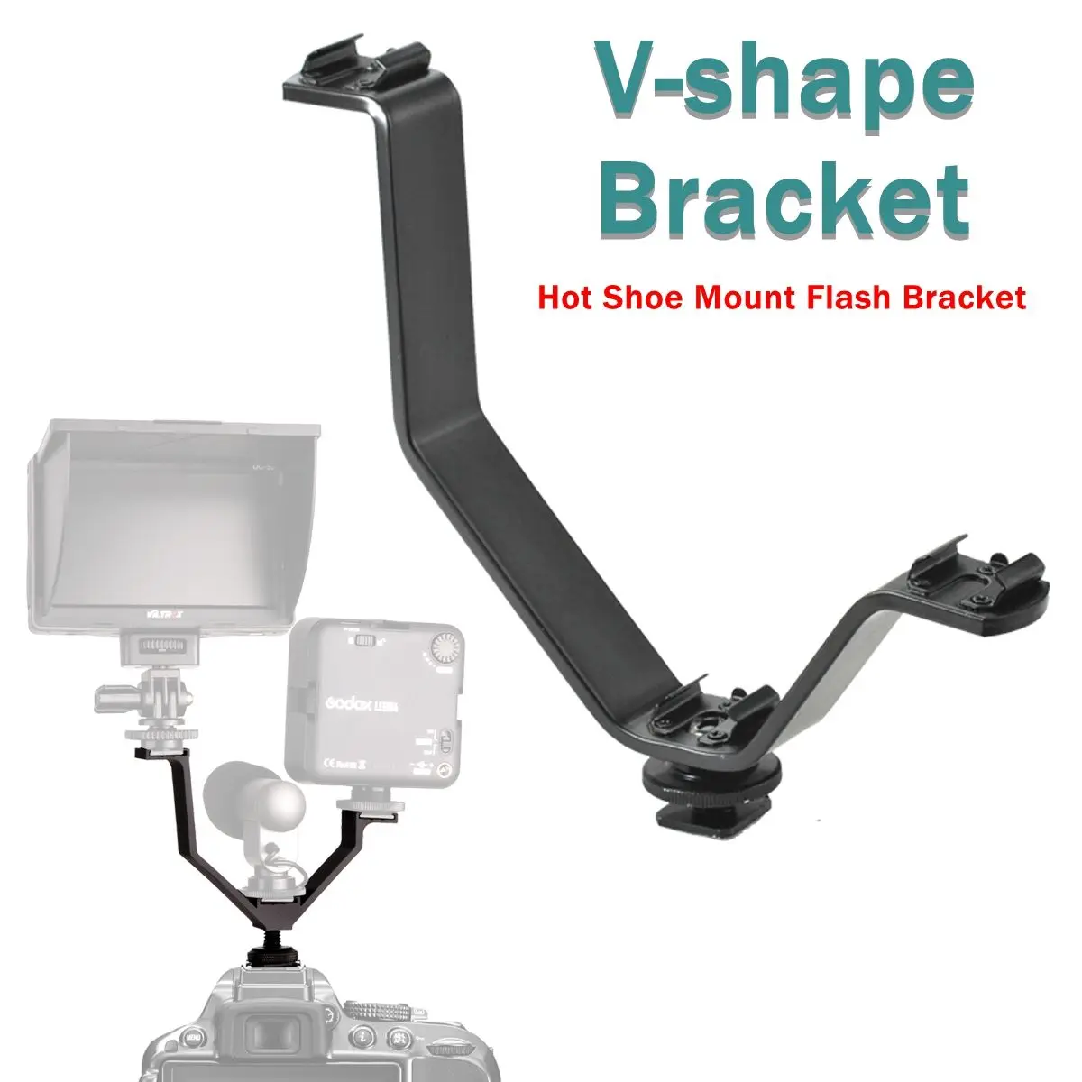 V shape Hot Shoe Mount Flash Bracket compatible with All