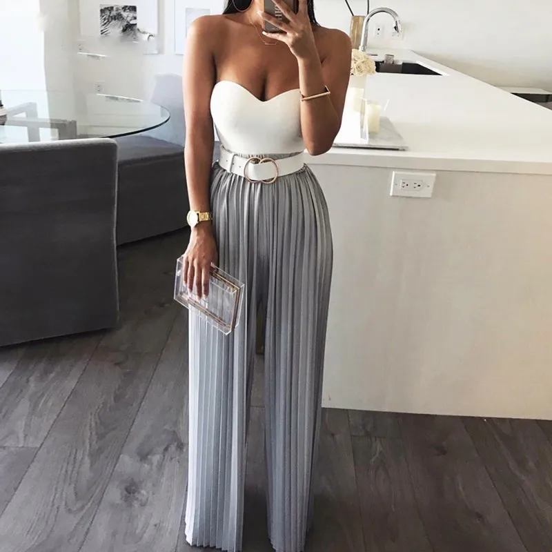 

Wide Leg Sexy Jumpsuit Women High Waist Off Shoulder Long Jumpsuit Ladies Autumn Winter Elegant Jumpsuit Plus Size 2019