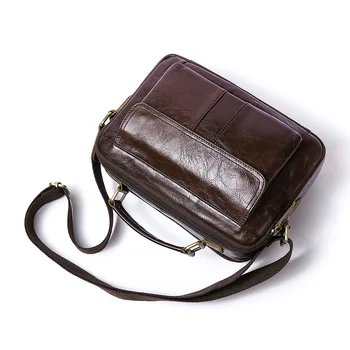 

Small Messenger Briefcase Bags Men Genuine Leather Shoulder Bag Women Mini Handbag Crossbody For Men Bags For IPAD 12" Handbags