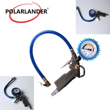 Автомобильный мотоцикл шиномонтаж 220psi замок на воздушный насос Наберите пистолет шланг манометр для шин гибкий Авто Воздушный пистолет-пуллер