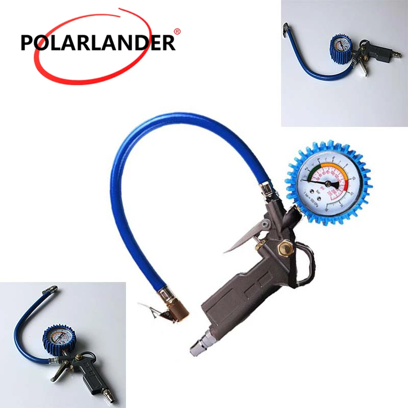 Car Motorcycle Tire Inflator 220psi Lock On Air Pump Dial Pistol Hose