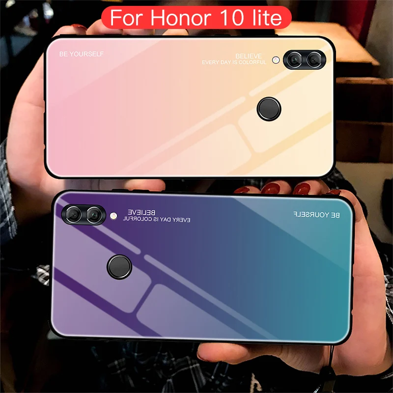 Tempered Glass Back Cover For Honor 10 Lite Luxury Silicon Edge Phone Case Huawei Mate 20 P20 P20Pro |