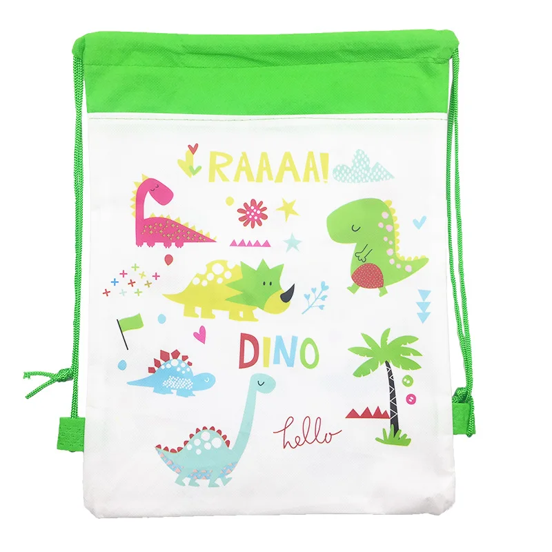 

12pcs 36*27cm Dinosaur dragon Gift Bag Non-Woven Fabric Drawstring Backpack Loot Bag school travel bag Birthday Party Supplies