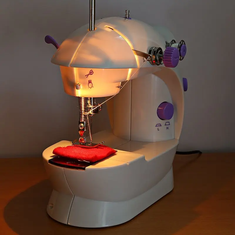 

Eu Plug Mini Electric Handheld Sewing Machine Dual Speed Adjustment With Light Foot AC220V Double Threads Pedal Sewing Machine