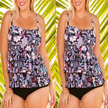 

2PCS Women Set One Piece Swimsuit+Trunks Padded Bikini Swimdress Swimsuit Swimwear Bathing Suit Tankini traje de mujer swimwear
