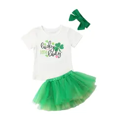 3 шт., летняя футболка для маленьких девочек, топы, одежда + платье-пачка, комплект одежды, От 1 до 5 лет