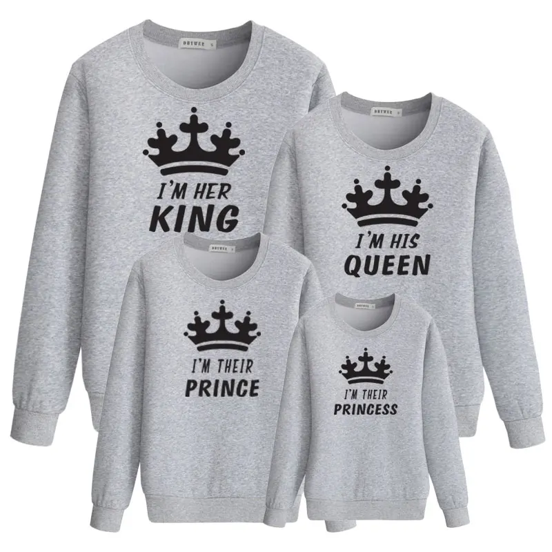 

mommy and me family matching outfits king queen prince princess clothes father son mother daughter girls boys sweatshirts tshirt