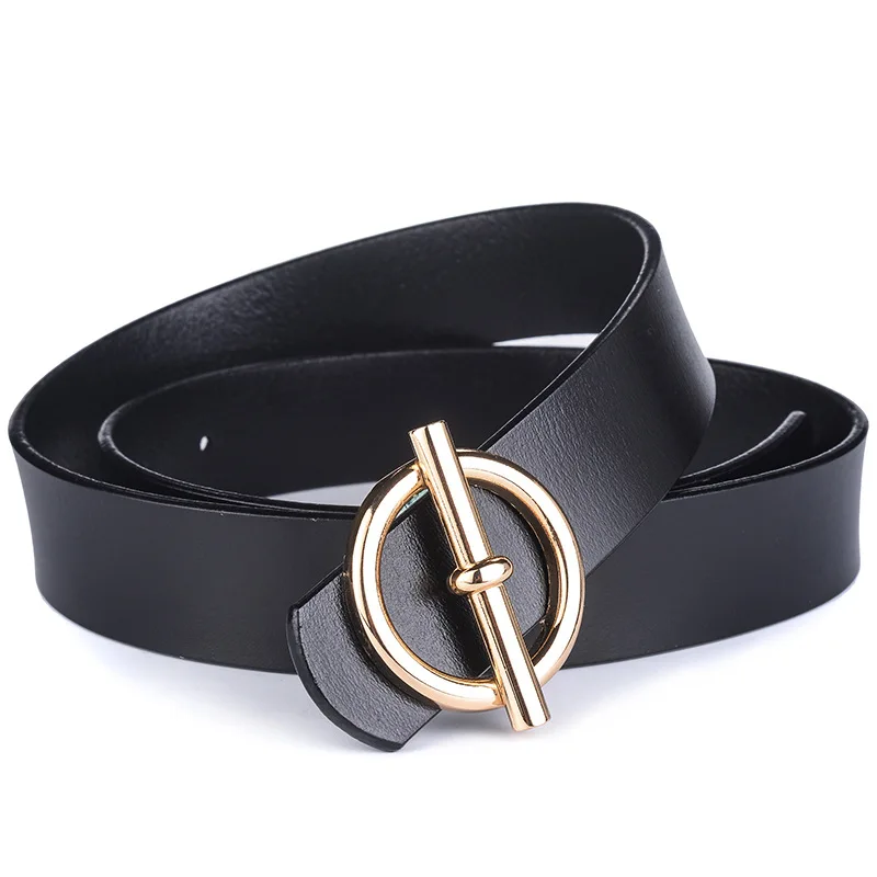 

Belts Stylish High Quality Women Fashion 2018 Luxurious Women's Belt Elegant Golden Round Smooth Buckle