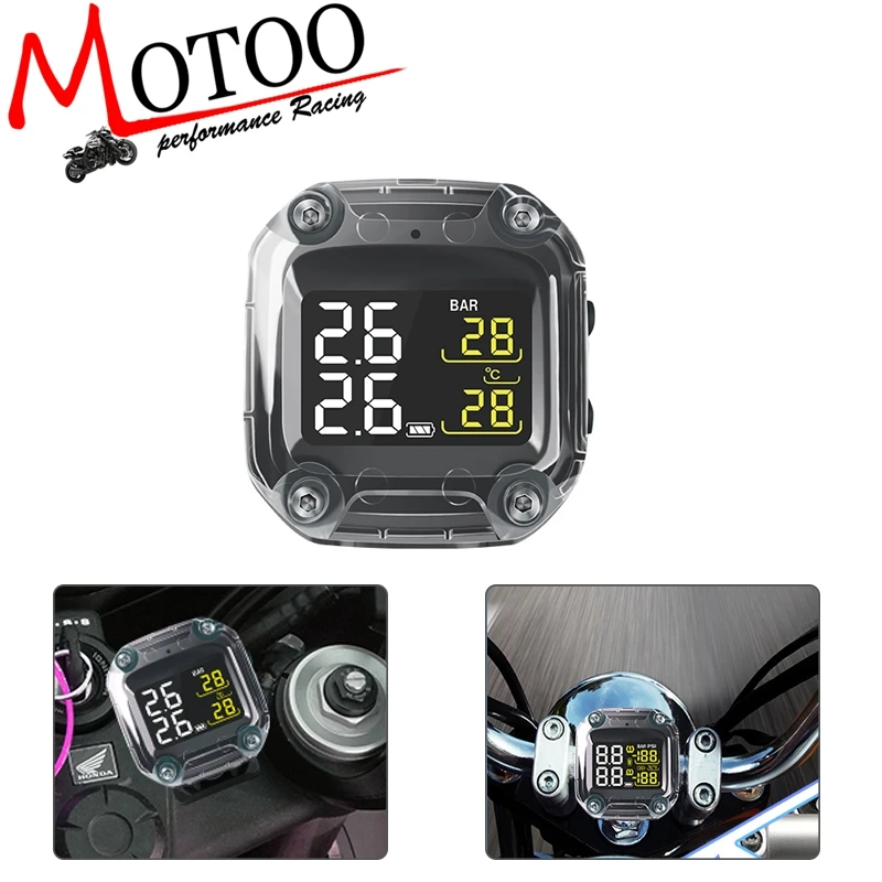 

M3 Pressure Monitoring System Waterproof Motorcycle Real Time Tire TPMS Wireless LCD Display