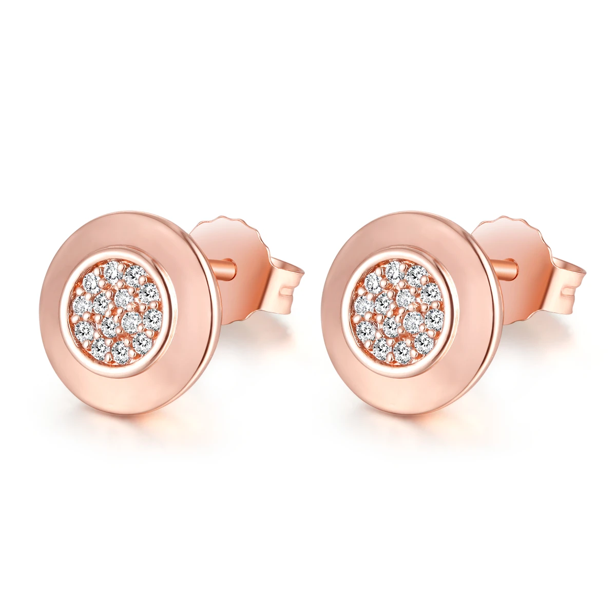 

Signature Logo Stud Earrings for Women Clear CZ Stones Fashion Rose Golden Jewelry Accessories Women Earrings