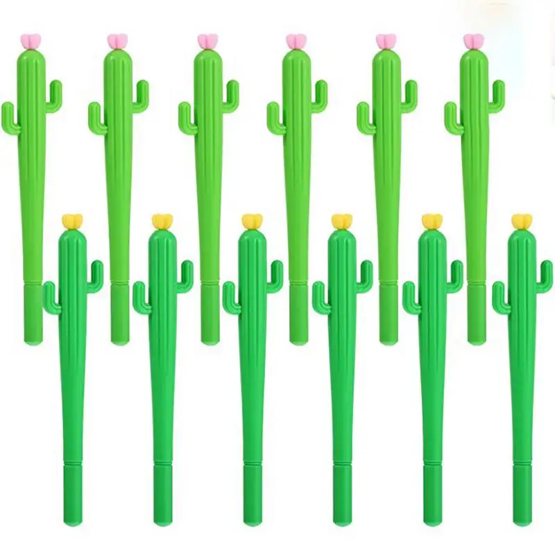 

12PCS/set Kawaii Cactus Shaped Gel Pen Fresh Student Black Sign Ballpoint Pen DIY office school stationery 0.5mm Smooth Writing