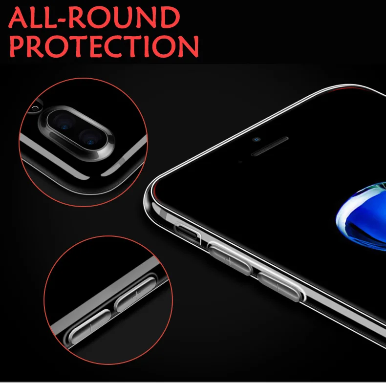 Luxury Clear Silicon Soft TPU Case For 7 8 6 6s Plus 7Plus 8Plus X XS MAX XR Transparent Phone Case For iPhone 5 5s SE 6sPlus