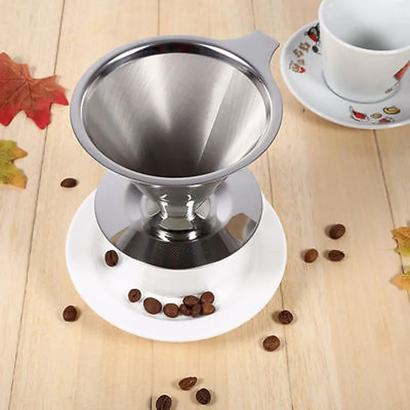 Нержавеющая сталь Pour над капельницей кофе один слой сетчатый фильтр с чашкой стенд кофейные фильтры инструменты