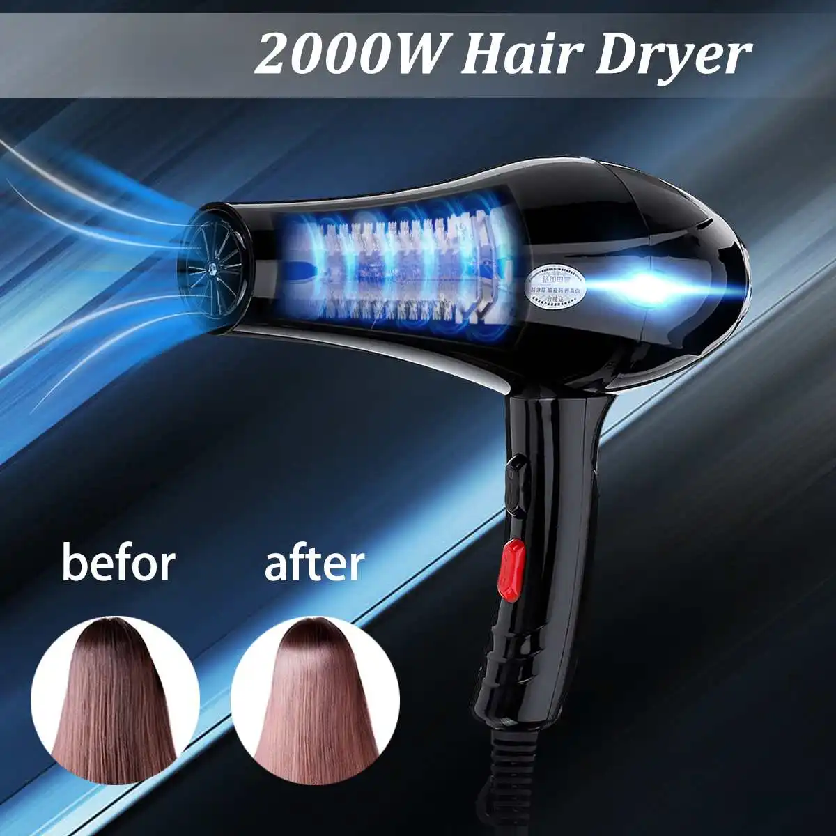 

Cold Air Hair Dryers Professional Powerful Hair Dryer Power 2000w Hairdryer Hair Accessories Blow Dryer With Wind Collector
