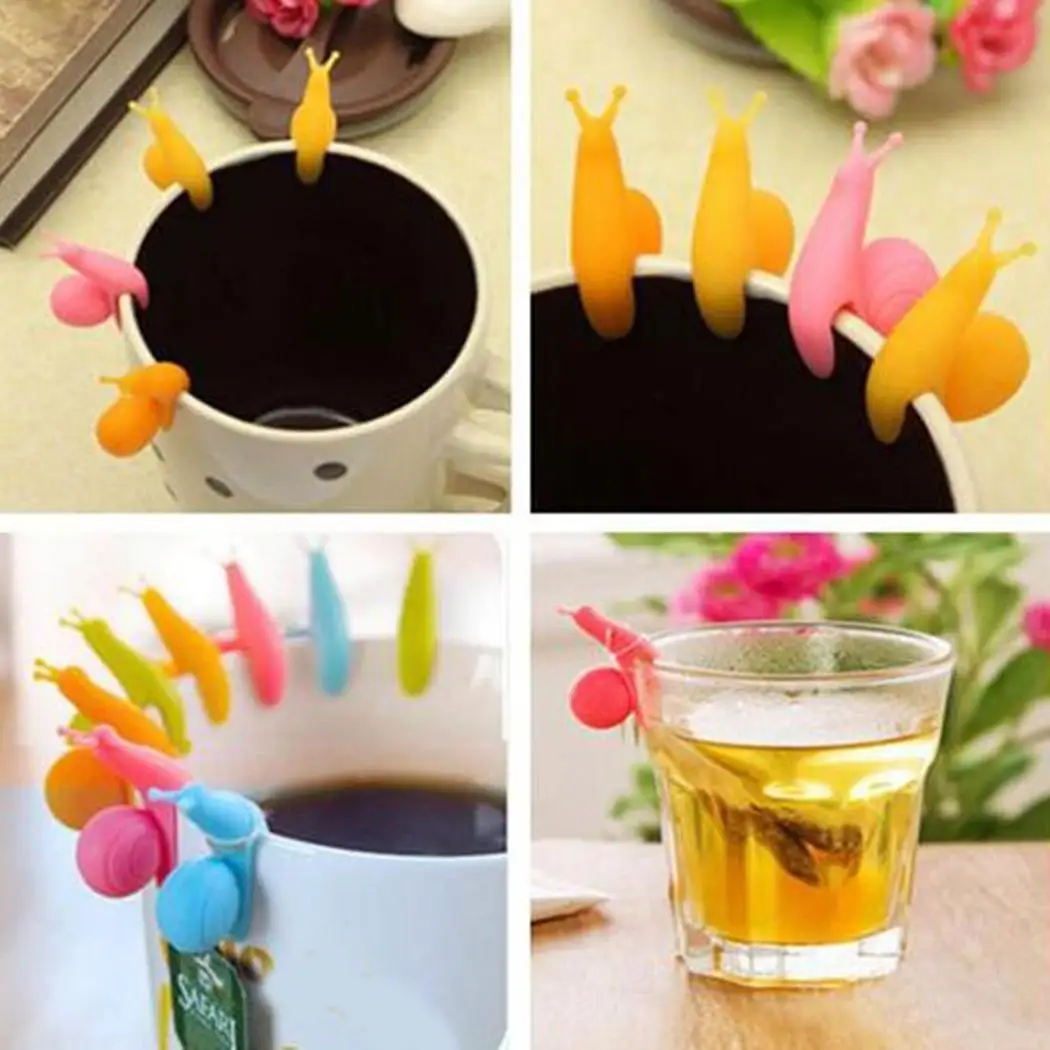 

Bag Hanging Holder picture As Snail of Pack Tool Tea Cute Silicone 5Pcs Shape Cup Tea Clips