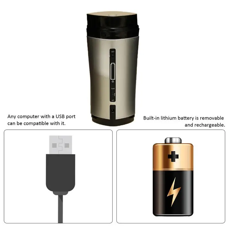 1 шт. Кофе термос чашка автоматическая кружка мешалка Перезаряжаемые USB Подогрев