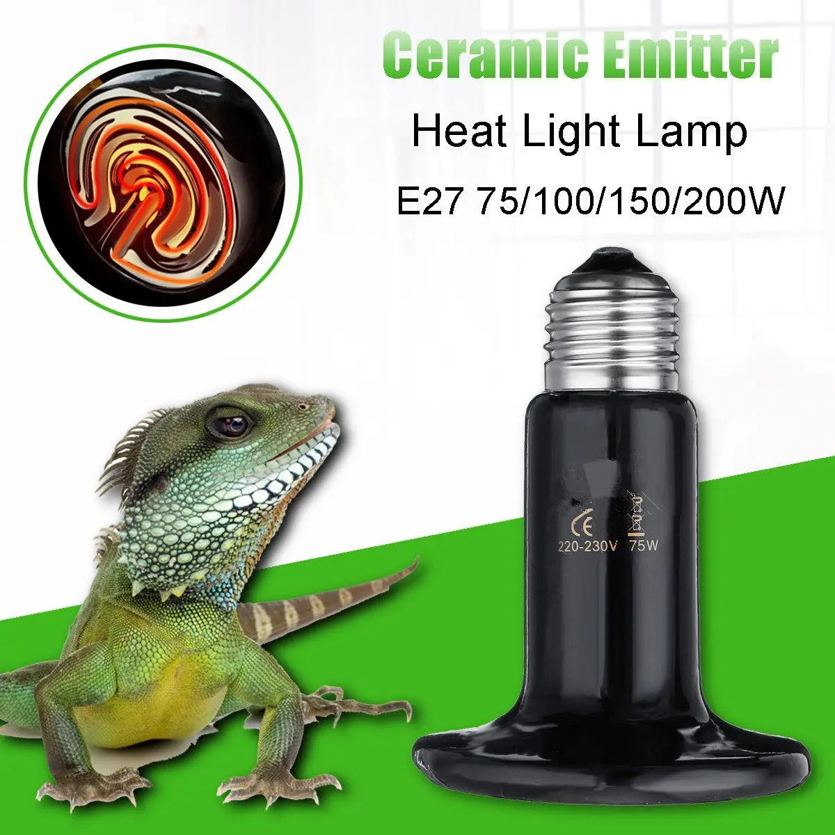Smuxi 220V 230V E27 Pet Heating Bulb Infrared Ceramic Emitter Heat
