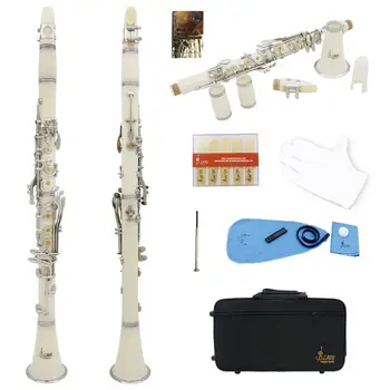 

SLADE Clarinet ABS 17 Key bB Flat Soprano Binocular Clarinet with Cork Grease Cleaning Cloth Gloves 10 Reeds Screwdriver Reed