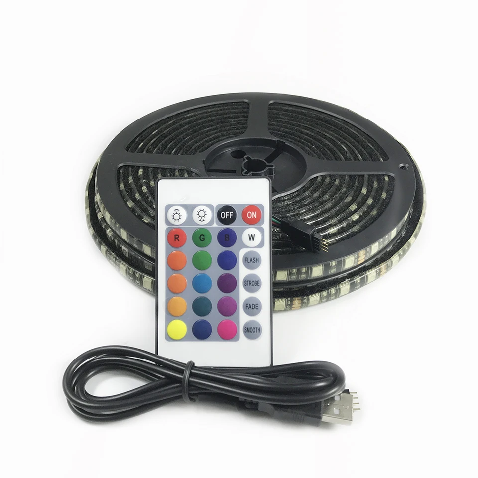 Светодиодная лента rgb 5 в usb 5050 3 17 24 44 ключа водонепроницаемый ip65 светильник для ТВ