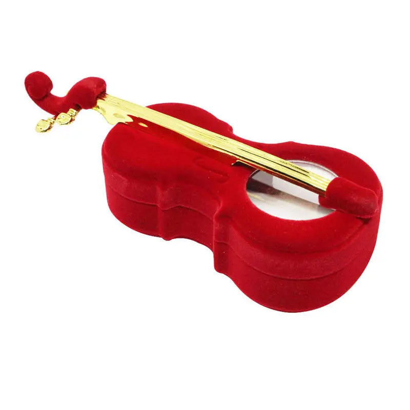 

Velvet Violin Shape Box Earring Pendant Ring Locket Necklace Jewelry Gift Case