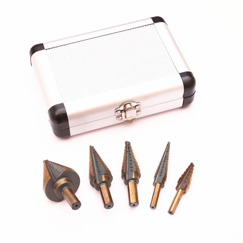 

5pcs/Set HSS Drill Bits Cobalt Multiple Hole 50 Sizes Step Drilling Bit Set With Aluminum Case