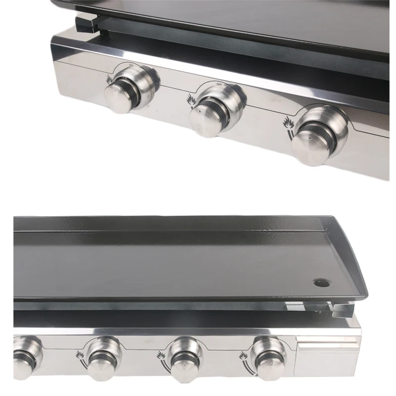 GZZT 4 Burners Gas BBQ Grill Gas Plancha Griddle Plate Enamel Cooking Plate LPG Gas Griddle Iron BBQ Grill CE