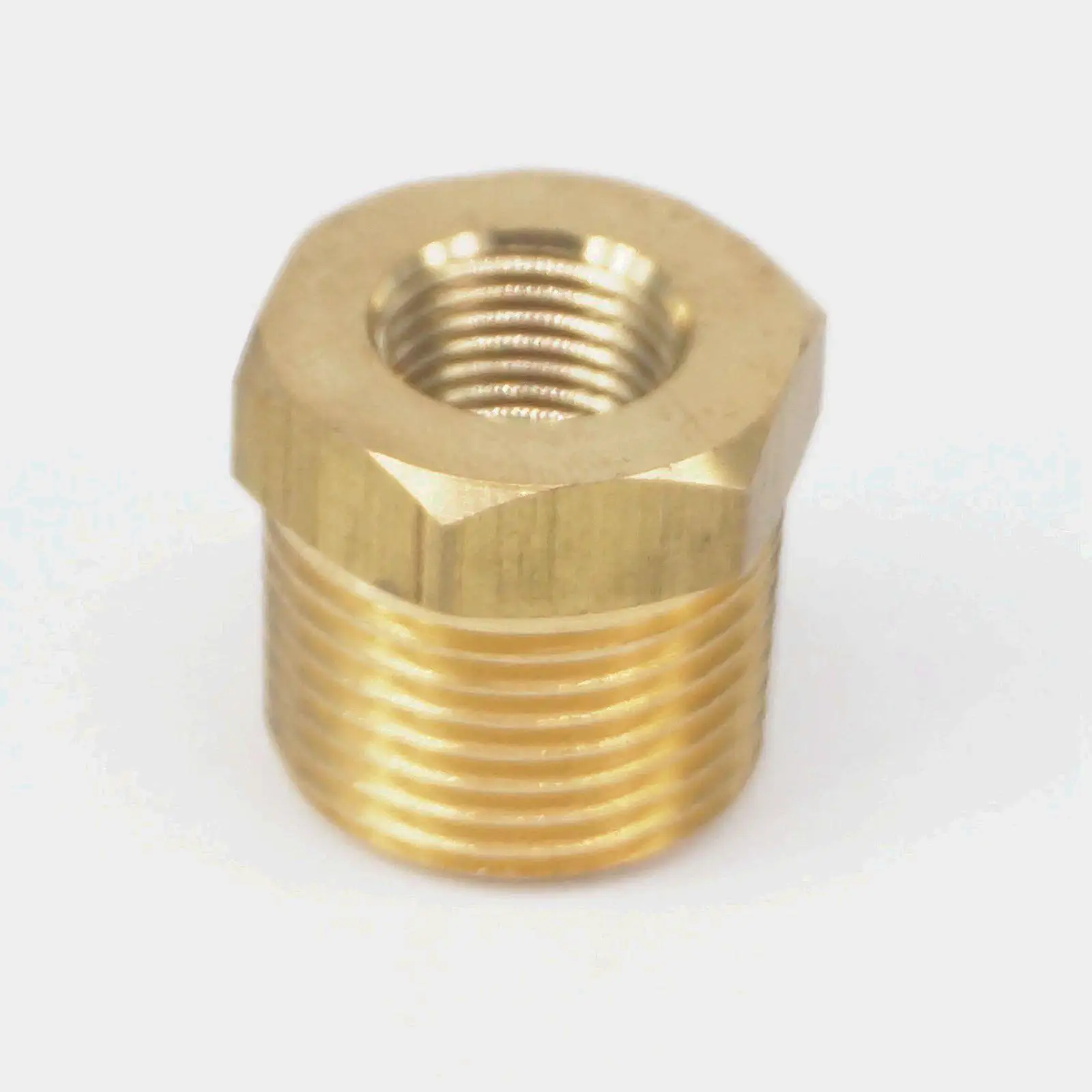 

3/8" BSPT Male x 1/4" NPT Female Reducing Bushing Brass Pipe Fitting Connector Adapter Air Gas Fuel Water Pressure 229 PSI