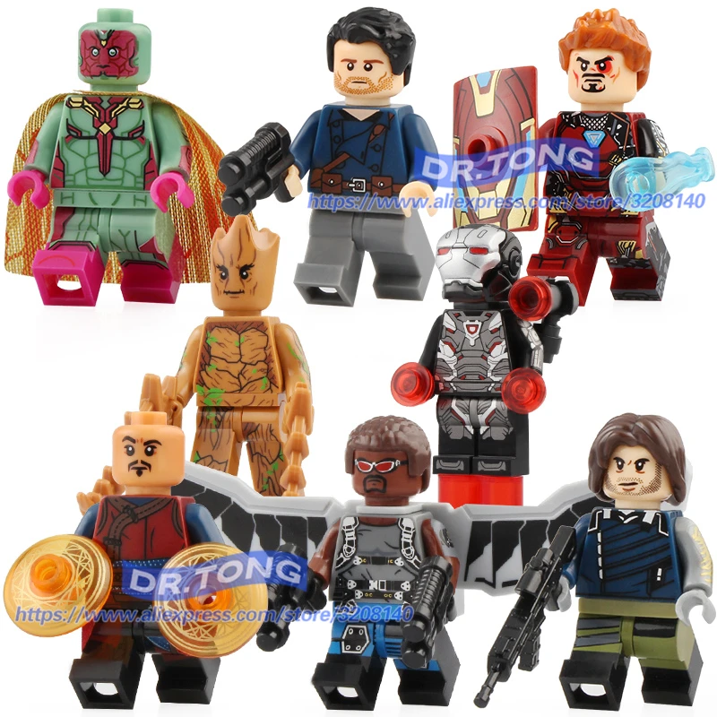 

Single Sale Avengers Super Heroes Action Figures Iron Man Falcon Bucky Vision Soldier Legoingly Building Blocks Brick Toys X0217
