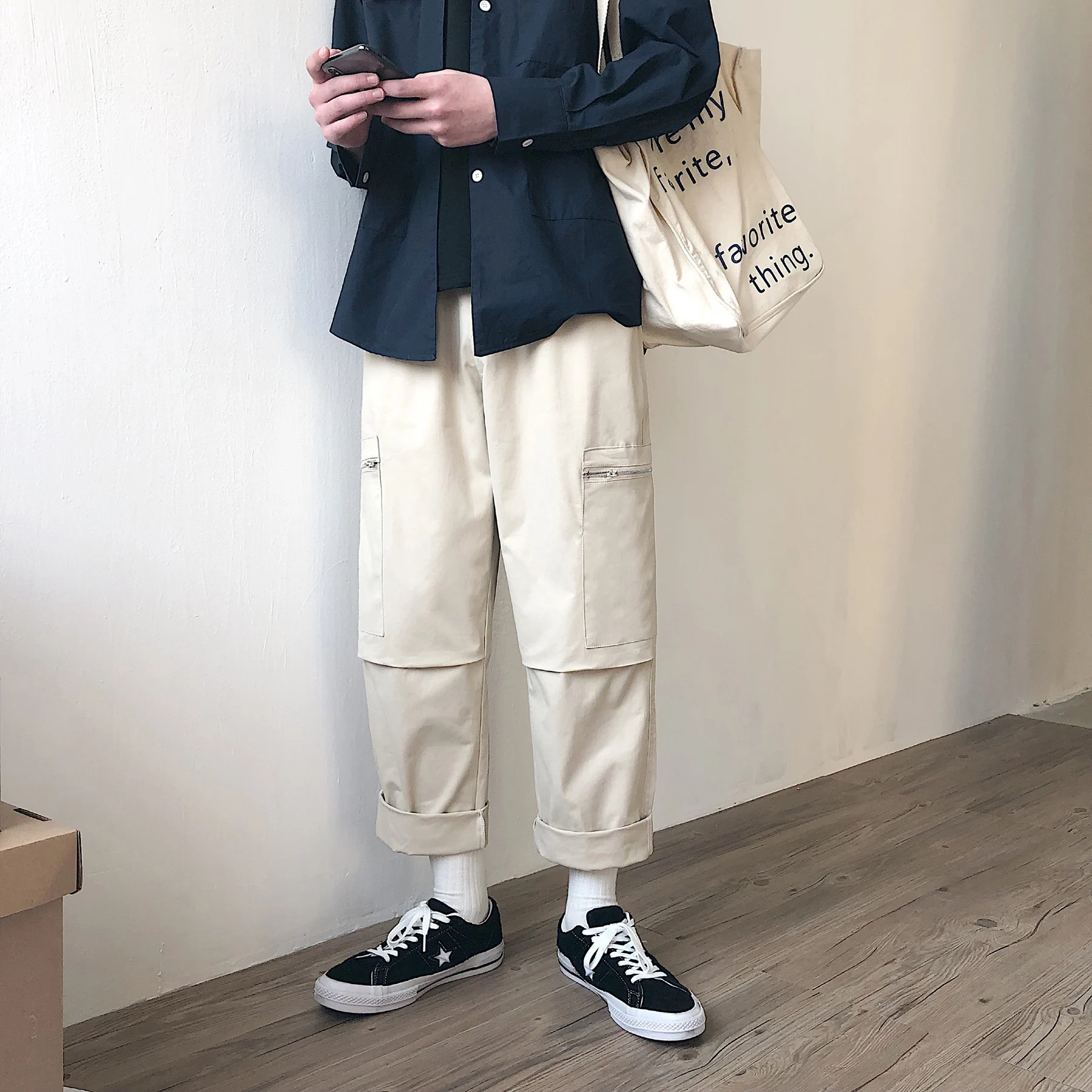

Men Leisure Cotton Casual Cargo Pants Active Elastic Harem Hip Hop Joggers Sweatpants streetwear Hot Sale