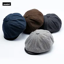 Jamont классические шерстяные газетные шапки осень зима теплые Gorras Planas берет шляпа утконоса козырек Восьмиугольные шляпы для мужчин и женщин