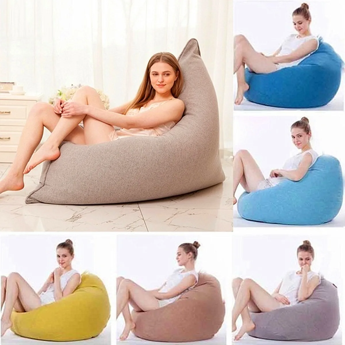 

Lazy Bean Bag Sofa Cover Chairs Pouf Puff Couch Cloth Lazy BeanBag Sofas Without Filling Lounger Seat Tatami Furniture 160x130cm