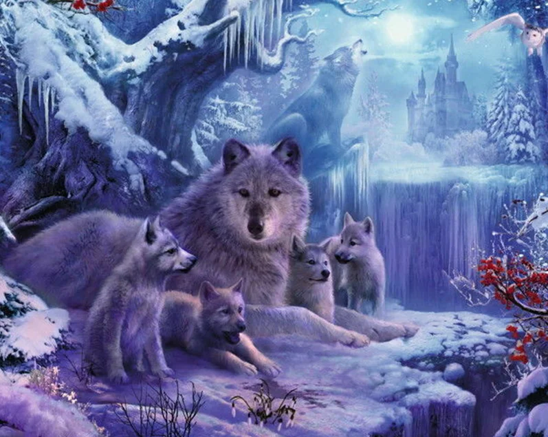 Полный Круговой алмазная живопись 5D «сделай сам» квадратный полный животных зимние мозаичная картина горный хрусталь превосходный