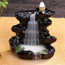 Креативный обратного потока керамика для благовоний горелка Керамическая глазурь ладан дым конус горелка кадило вертикальный держатель Крытый вид дым украшения