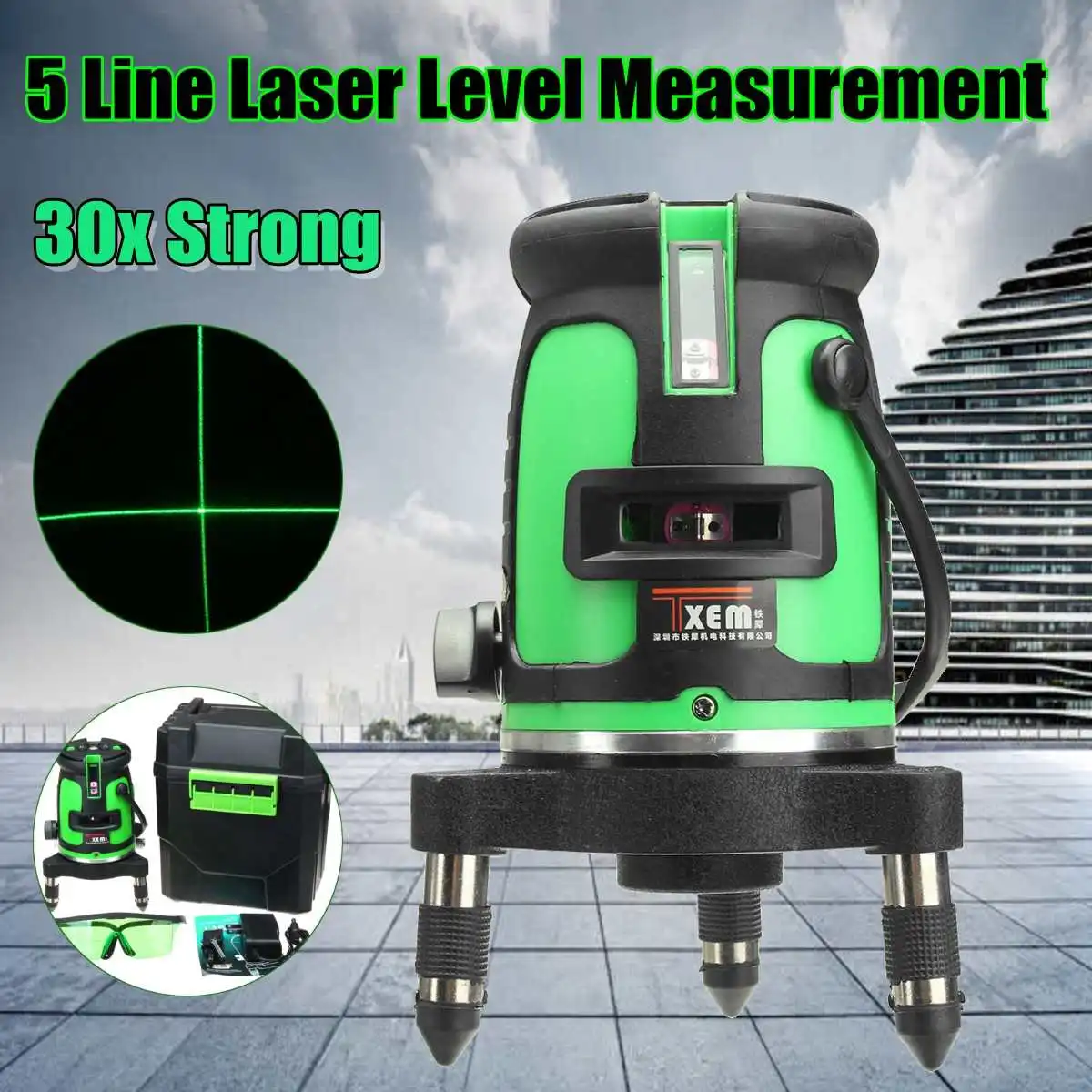 

5 Line 3D Laser Leveler 360 Degree Self Leveling Vertical Horizontal Level Cross Powerful Laser Beam Line Color Green