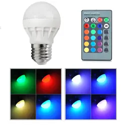 Новый E27 3 W RGB Светодиодный лампочки Цвет изменение с дистанционным Управление лампа