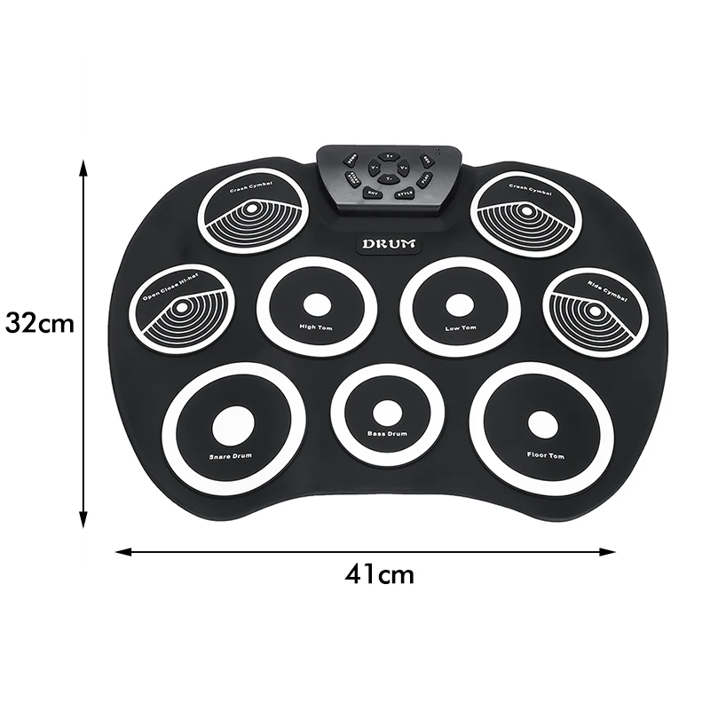 Утилита рулонный барабанный набор 9 подушечек USB электронная барабанная установка с питанием от USB с педалями барабанные палочки USB кабель для студентов и детей