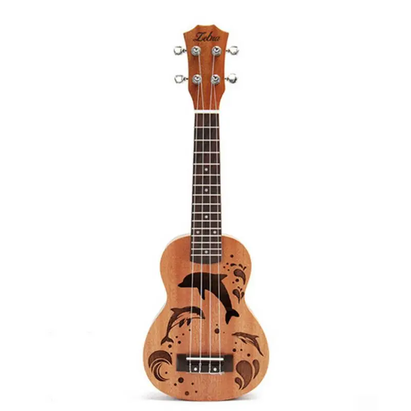 

21 Inch Ukulele Concert 4 Strings Musical Instruments 18 Frets Mahogany Dolphin Pattern Choose Pick Stringed Instrument