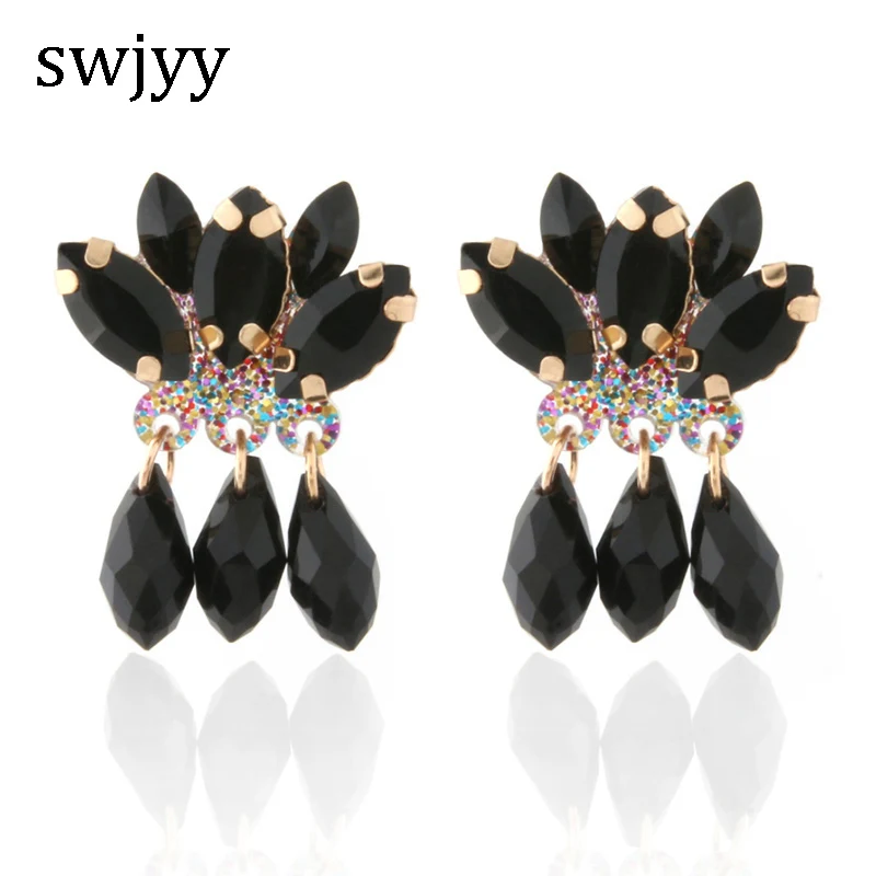 

Swjyy crystal brand glass big earrings big long Brinco ears Oorbellen 2019 Christmas gift