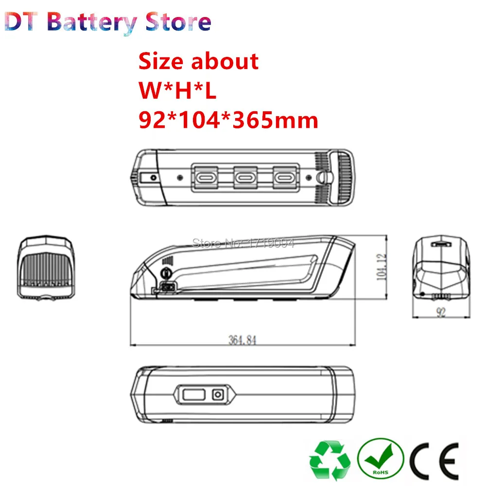 Perfect Free shipping hailong 2 side release open shark pack Ebike battery 36v 48v 8.7ah 9.6ah 10ah 10.4ah 11.6ah 12.8ah 14ah with USB 4