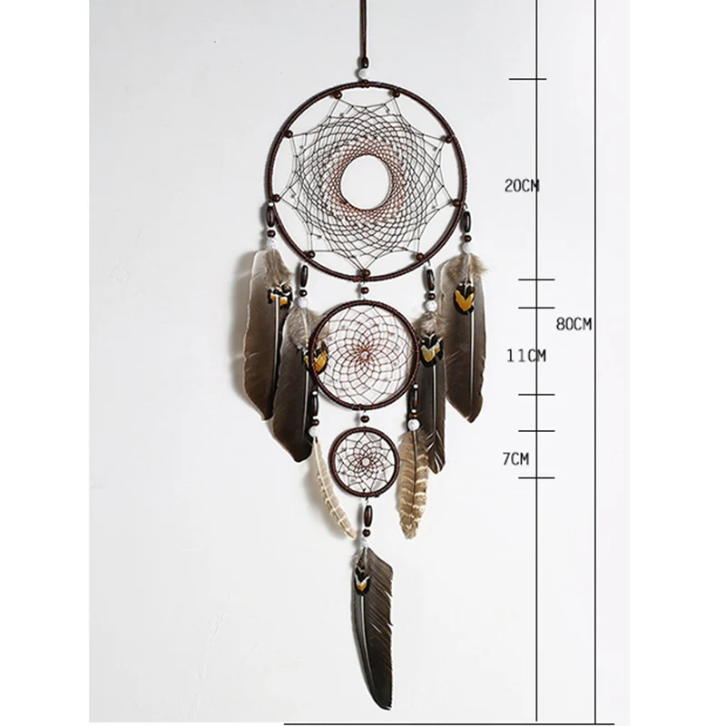 Eagle feather dream catcher big 3 iron ring indoor pendant Indian dream catcher pendant gift gift wedding decoration big dreamca 5