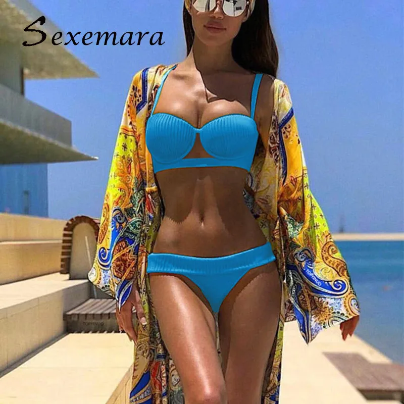 

Sexy Bikinis Frauen Bikini Set-Taste Tankini Push-Up Bademode Badeanzug Thong Biquini Feminino Bikinis 2019 Mujer Underwire