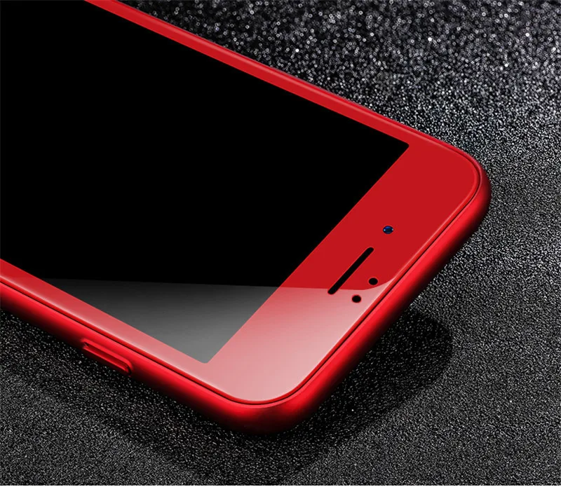 For Iphone 8 7plus 3d Soft Edge Full Cover Red rose gold Glossy Carbon Fiber Tempered Glass Screen Protector Film For Iphone 6s