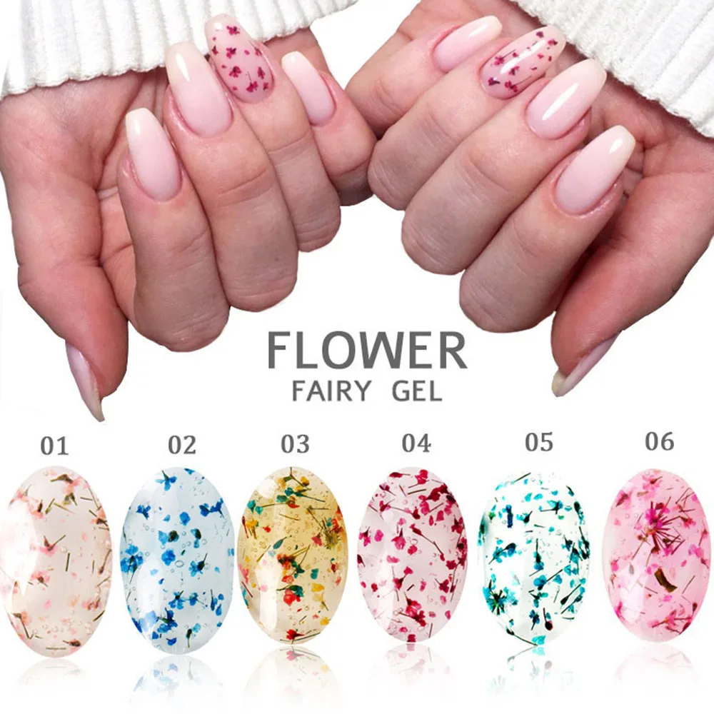 

5ml Flower Fairy UV Gel Nail Polish Varnish Design Colorful Pink Green Semi-transparent Soak Off Nail Art Gel