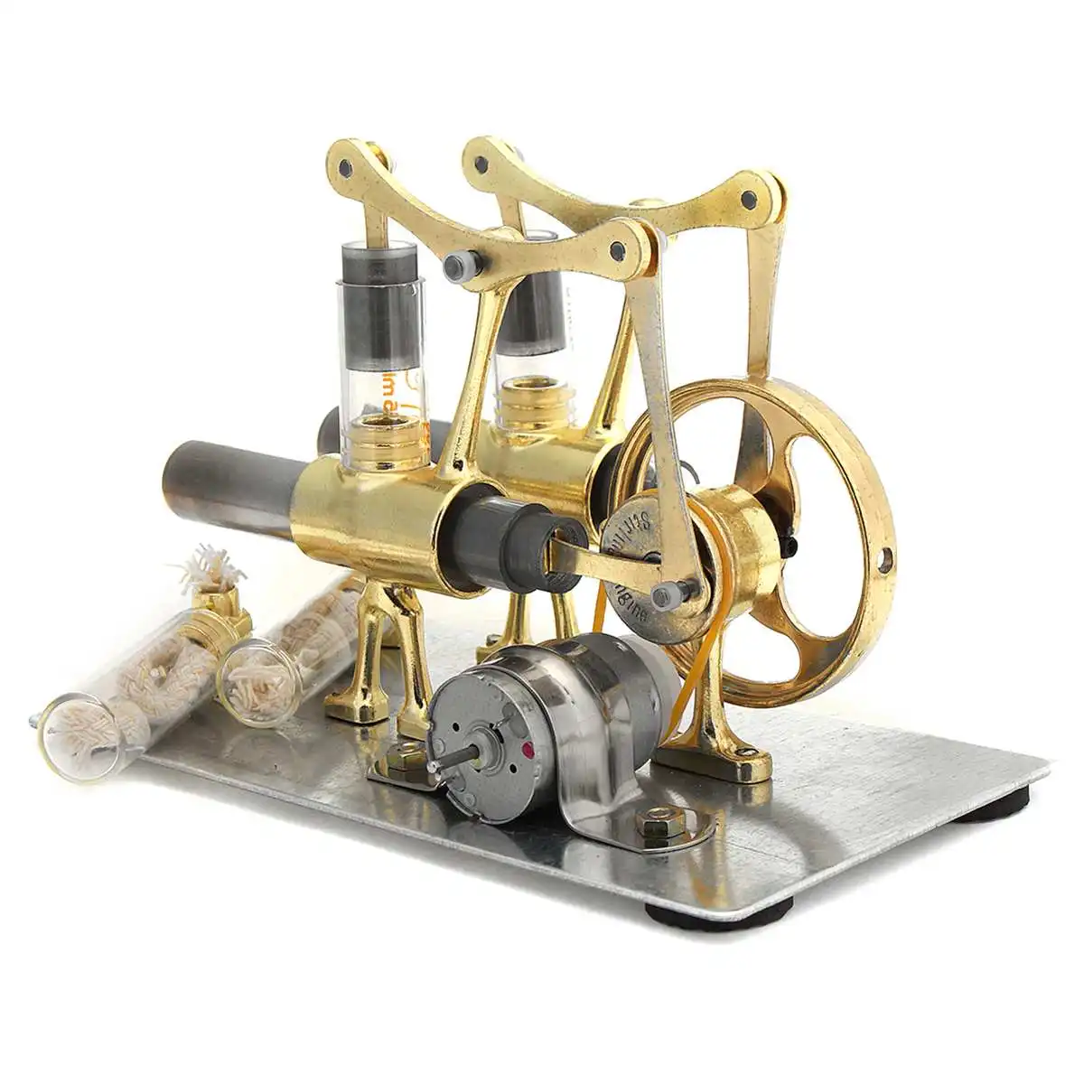 

Mini Air Stirling Engine Generator Double Cylinder Engine Model Physics Science Experiment Toy For Children Gift Collection