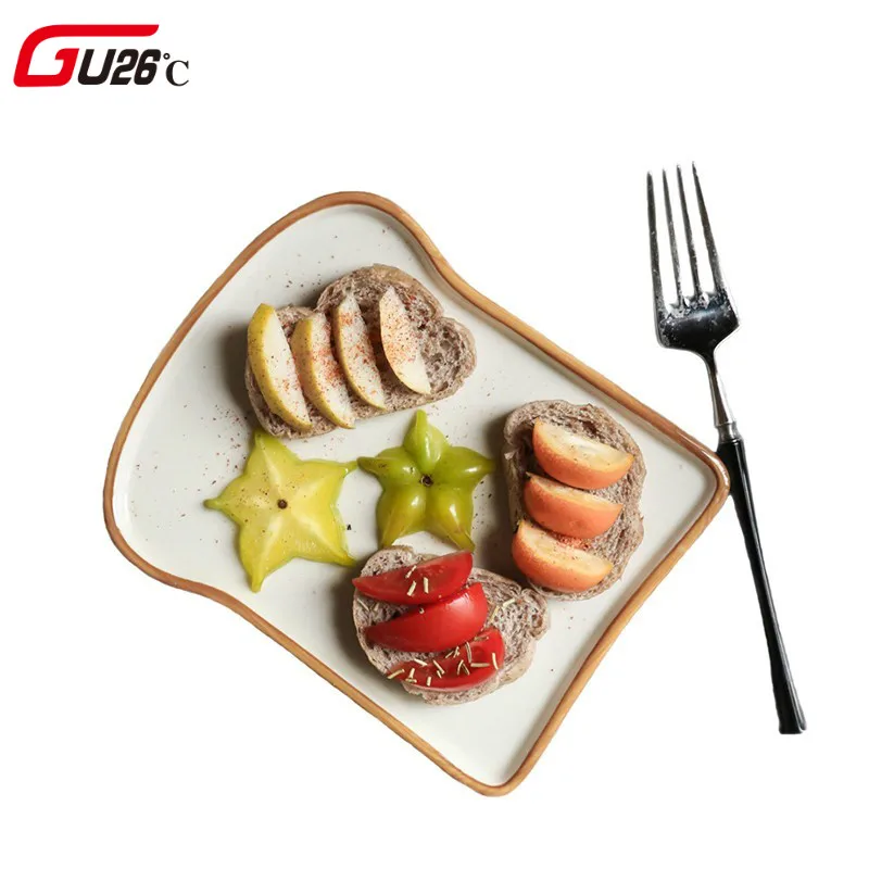 

Novelty Ceramic Dinner Plate Dish Soup Rice Bowl Soup Salad Plate Bread Shape Jewelry Dish Storage Tray Decorative Tableware