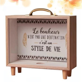 

1PC Wooden Storage Box Piggy Bank Storage Box Nordic Creative for Adult Kids Children