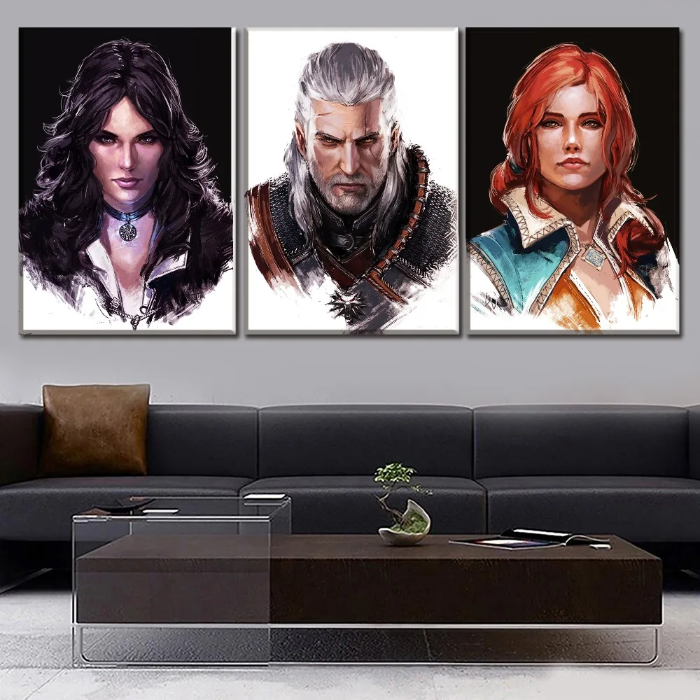 

Canvas HD Prints Paintings Home Decorative 3 Pieces The Witcher 3 Wild Hunt Role Pictures Wall Art Game Poster Decor Framework