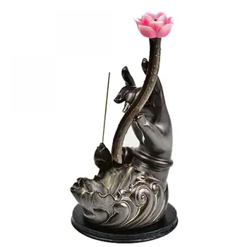 

Buddha Hand Backflow Incense Burner Holder Lotus Flower Incense Holder Smoke Waterfall Handmade Censer Buddhist Decoration