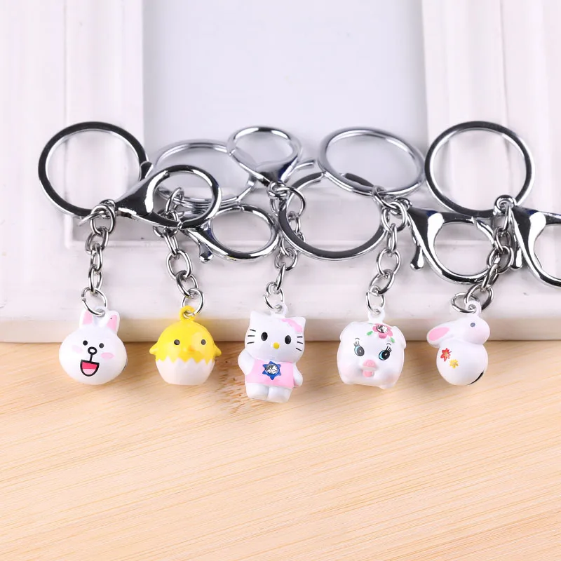 

Cute Bunny Keychain Female Male Cartoon Creative Car Key Pendant Bag Key Chain Ring Ring Bell