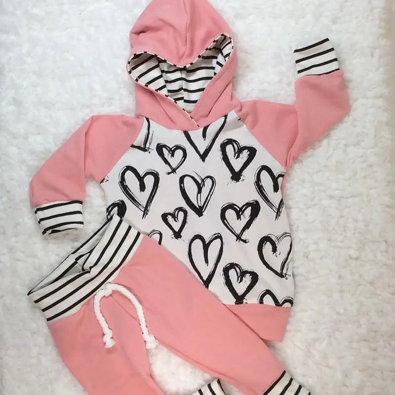 

Pudcoco Girl Clothes Active Newborn Kids Baby Girl Clothes Long Sleeve Hooded T-shirt Top Pants Outfit Set W